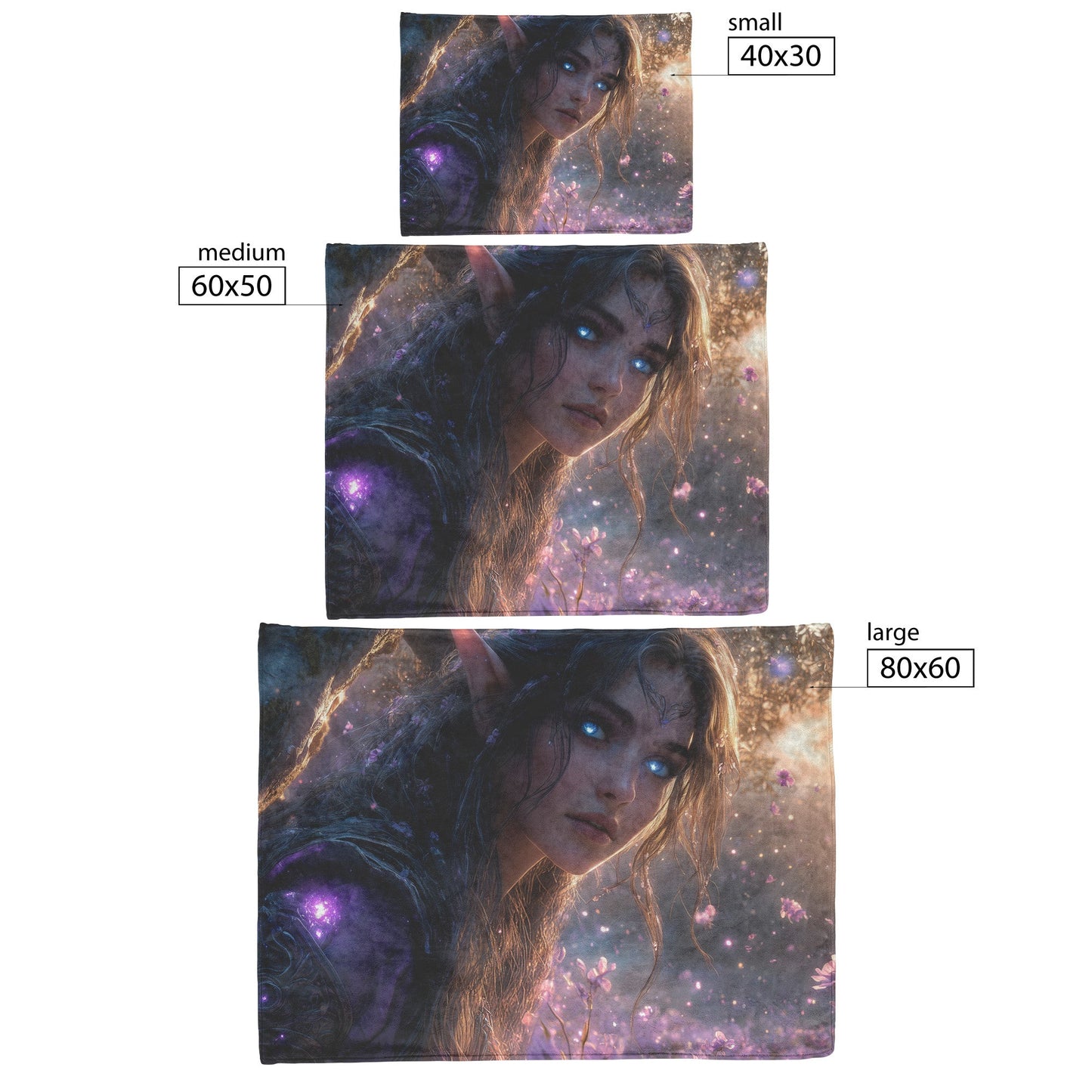 Divine Night Elf Fleece Sherpa Blanket Featuring Radiant Fantasy Art of a Holy Female Alliance Elf - Awakening Righteousness