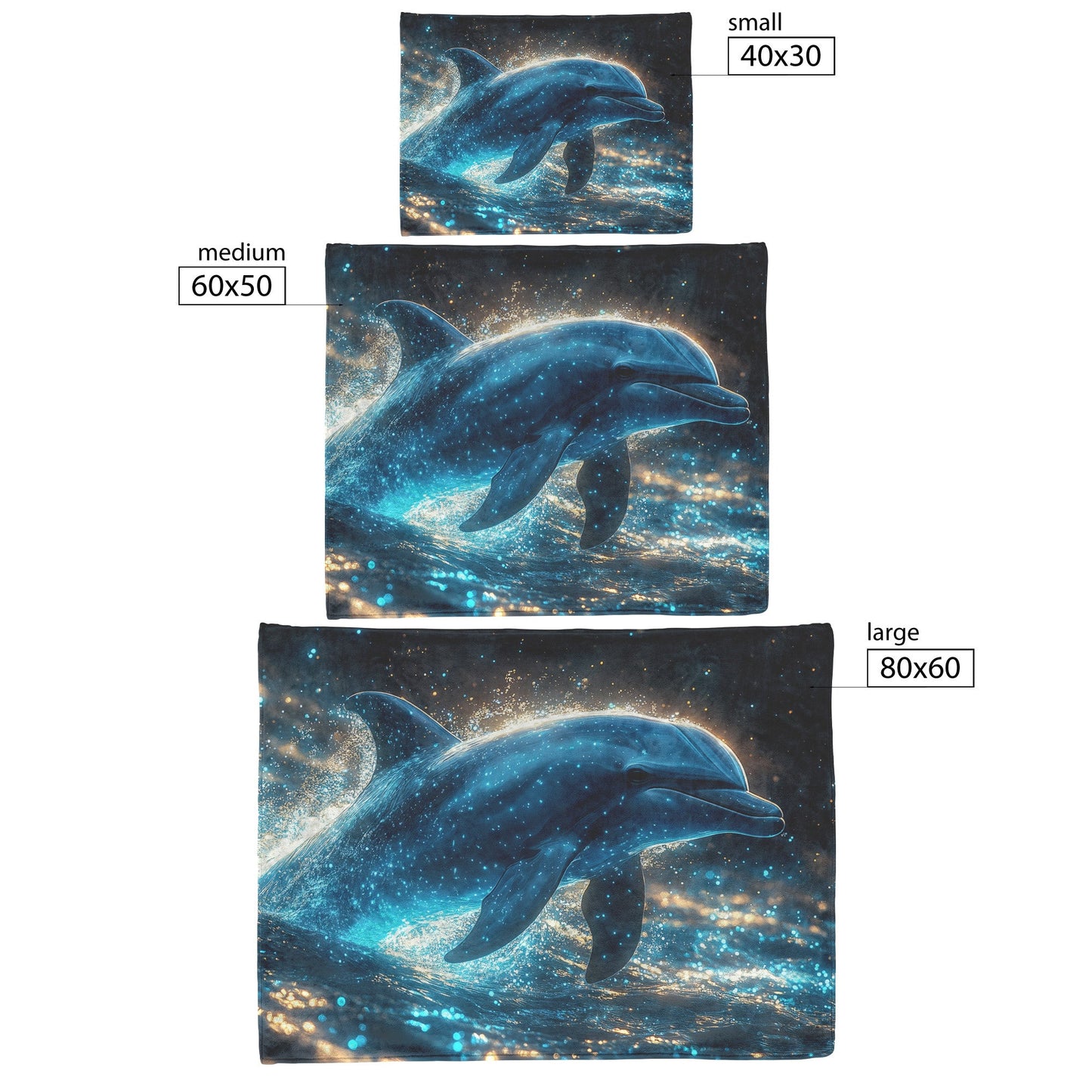 Dolphin Swimming Gracefully in Bioluminescent Ocean Glowing Blue Green Light Trails Magical Ethereal Fleece Sherpa Blanket - Awakening Righteousness