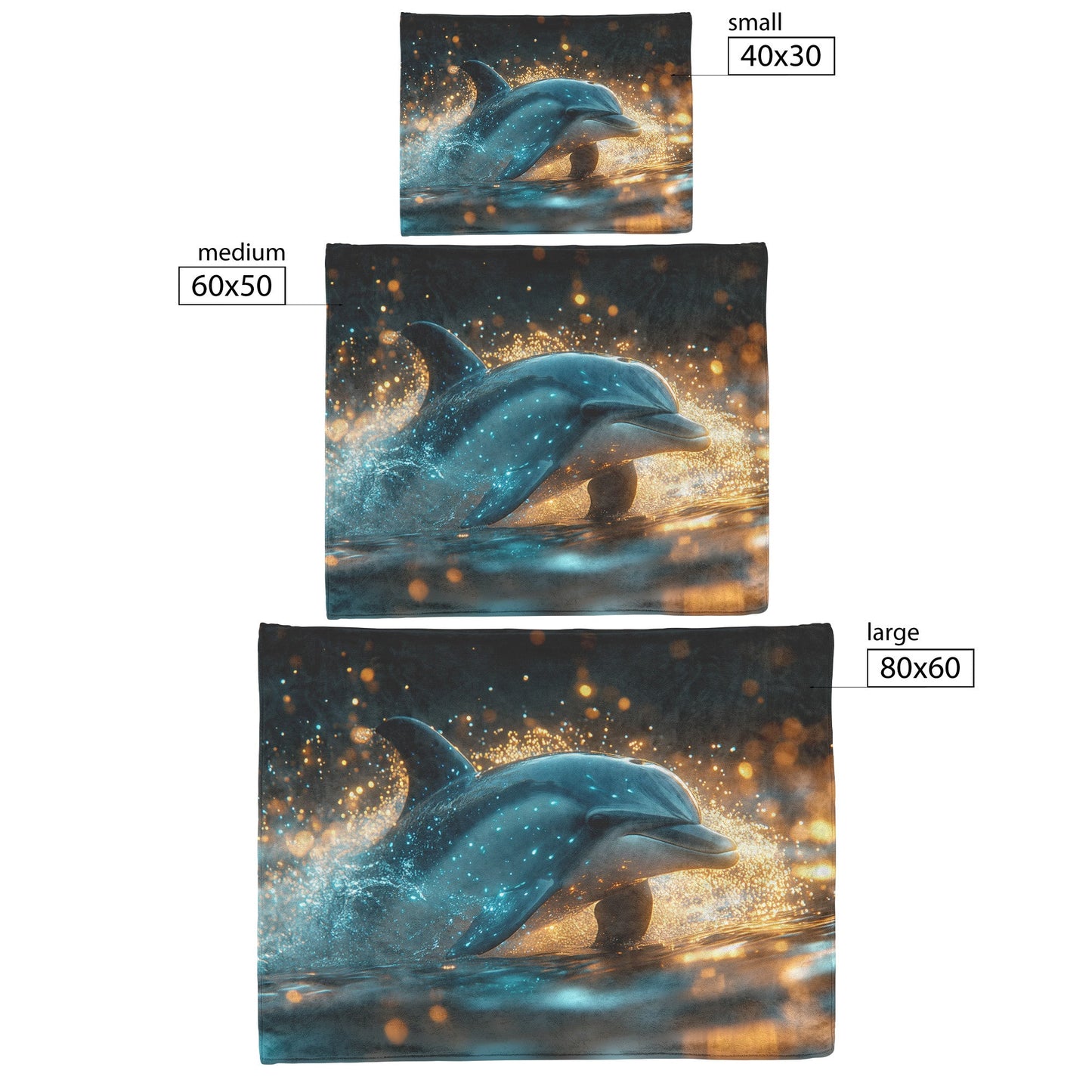 Dolphin Swimming Gracefully in Bioluminescent Ocean Glowing Blue Green Light Trails Magical Ethereal Sherpa Blanket - Awakening Righteousness