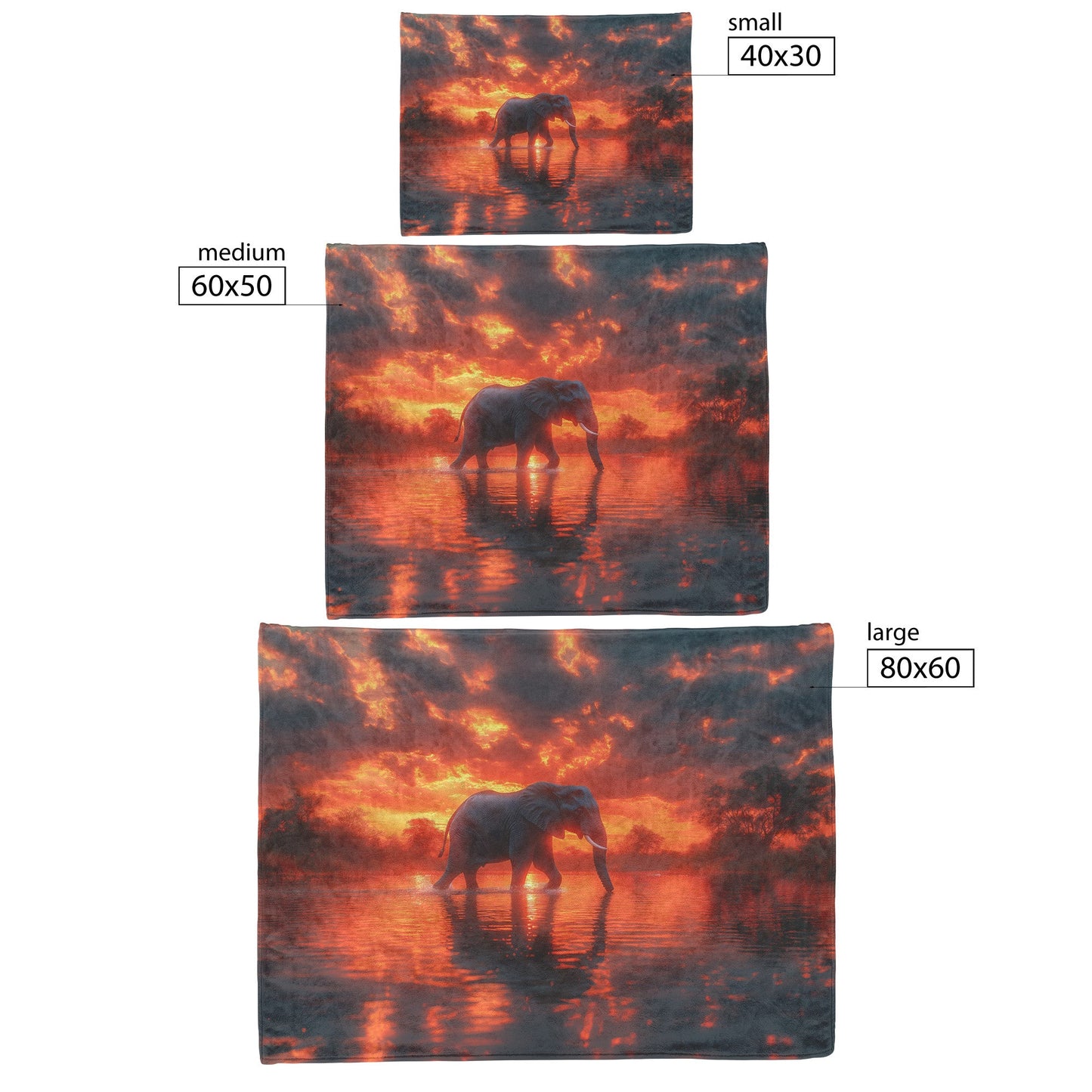 Elephant Walking Peacefully Across Glowing River Twilight Sky Water Reflecting Vibrant Colors Sherpa Fleece Blanket - Awakening Righteousness