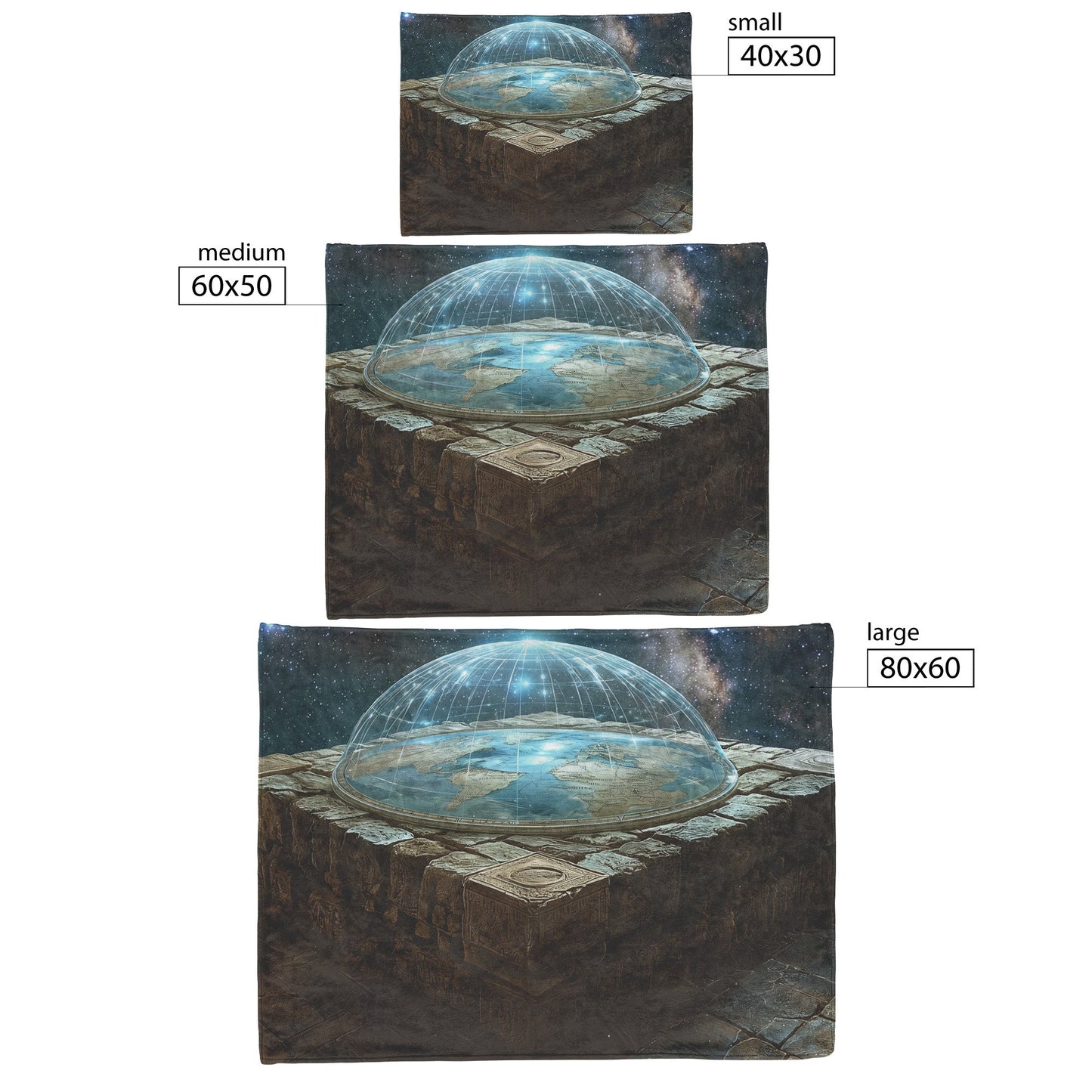 Flat Earth Firmament with Hieroglyph Carvings Starry Cosmos Cozy Fleece Sherpa Blanket - Awakening Righteousness