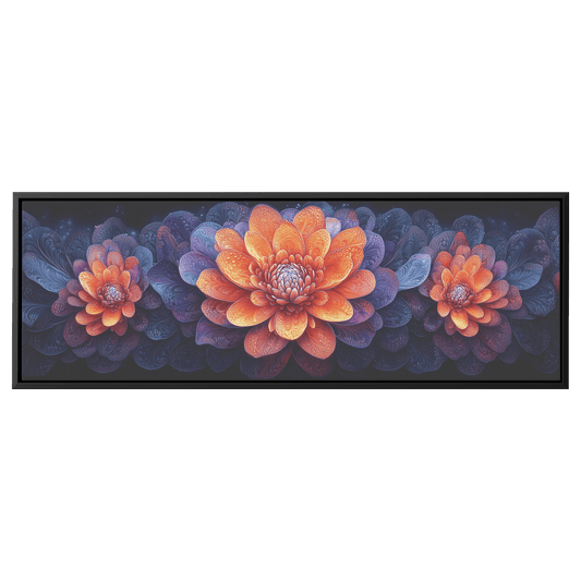 Floral Mandalas Geometric Symmetry Stained Glass Panoramic Framed Canvas Wall Art for Home and Office Decor - Awakening Righteousness