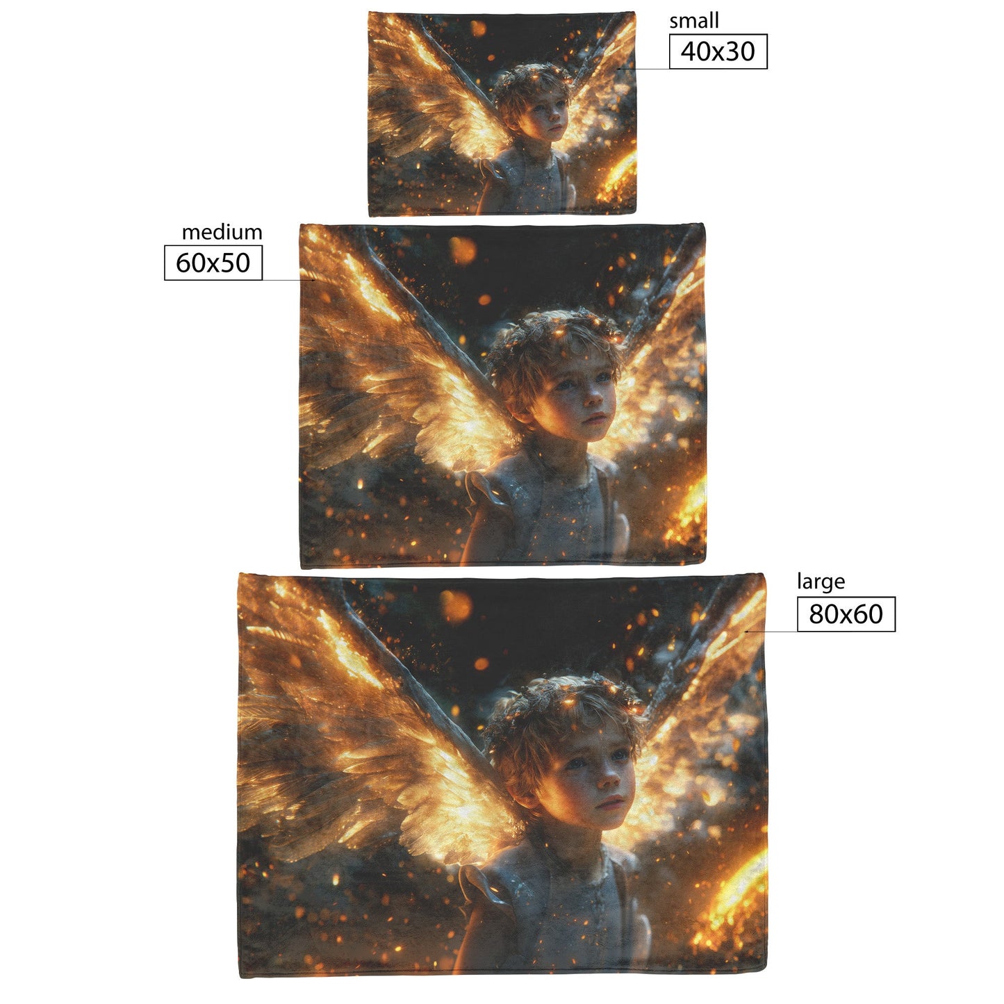 Golden Angel Wings Fleece Sherpa Blanket Soft Enchanting Nature Inspired Heavenly Design - Awakening Righteousness