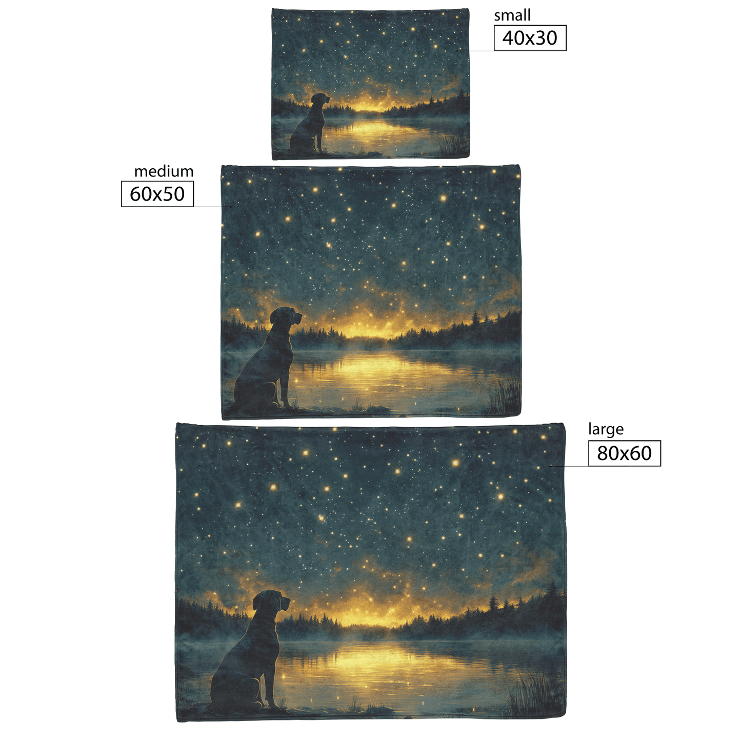 Great Dane Standing by Lake at Dusk Surrounded by Shimmering Stars and Cascading Silver Mist Fleece Sherpa Blanket - Awakening Righteousness