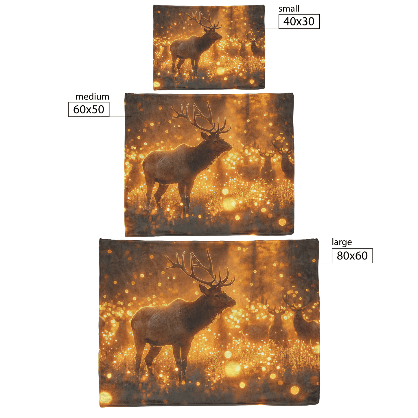 Herd of Elk Walking Gracefully Through Misty Meadow Surrounded by Fireflies and Golden Light Fleece Sherpa Blanket - Awakening Righteousness