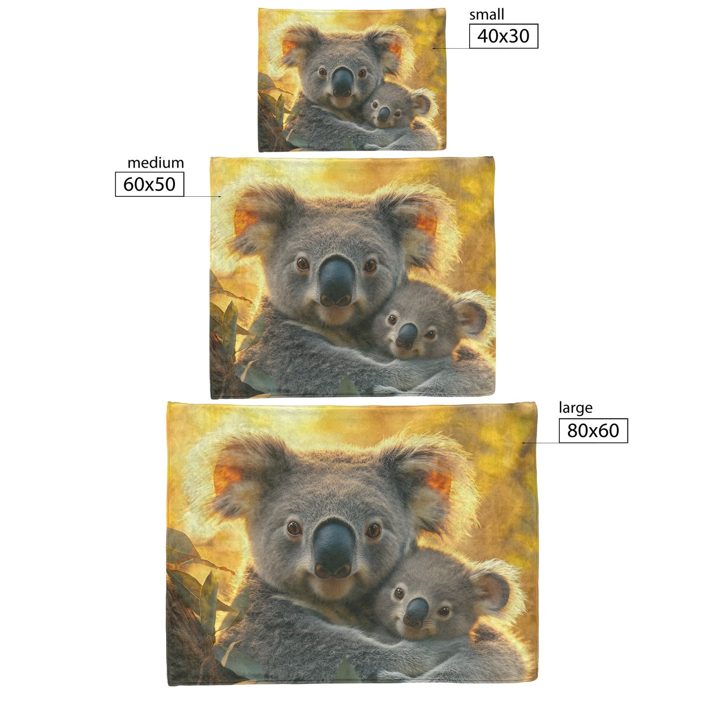 Koala Mother and Joey Resting Peacefully in Lush Tree with Sunlight Filtering Through Leaves Fleece Sherpa Blanket - Awakening Righteousness