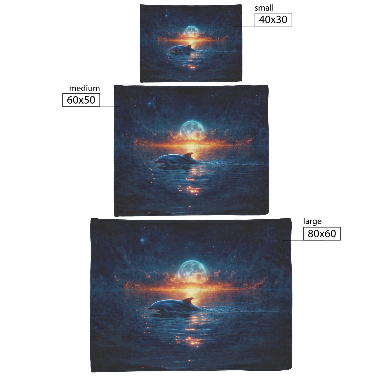Lone Dolphin Swimming Under Glowing Moonlight Peaceful Ocean Shimmering Reflections Magical Atmosphere Fleece Sherpa Blanket - Awakening Righteousness