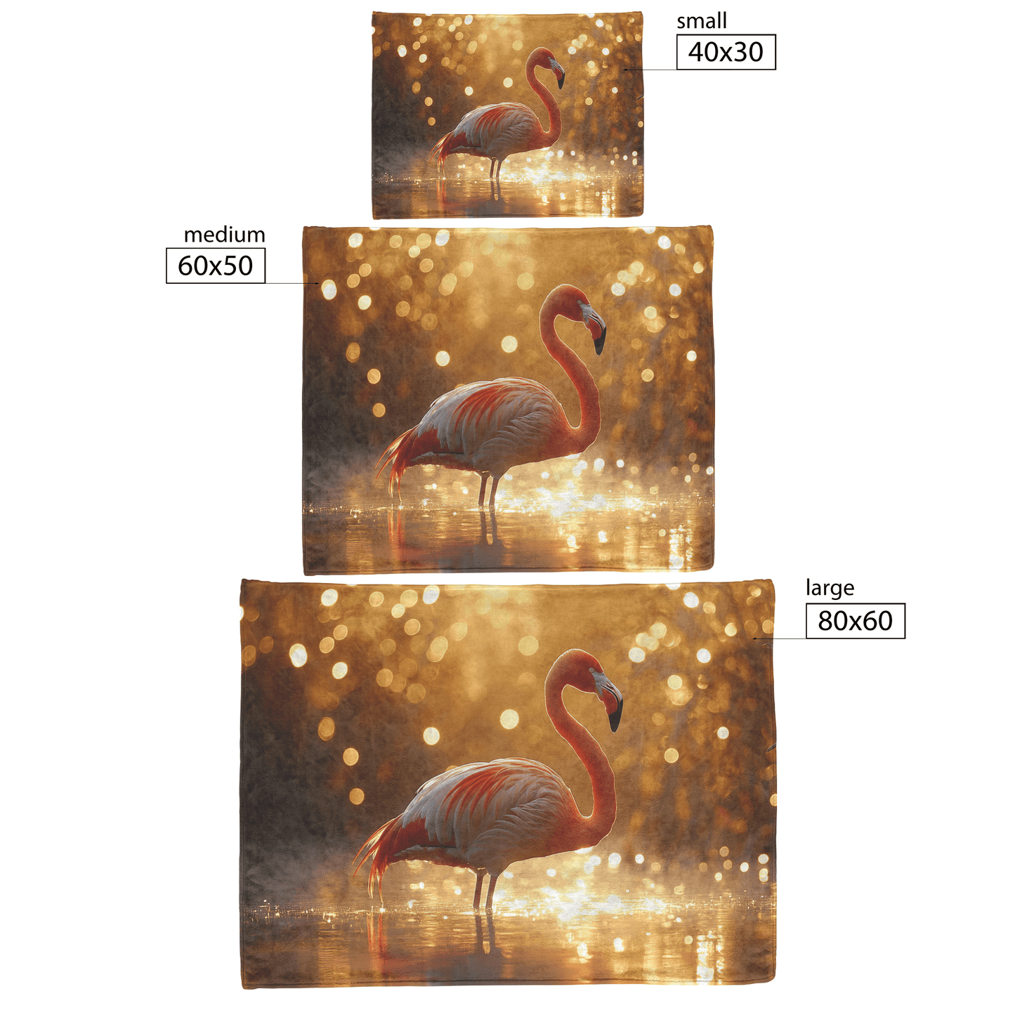 Lone Flamingo Standing Gracefully in Shallow Glowing Water Surrounded by Golden Reeds and Morning Mist Fleece Sherpa Blanket - Awakening Righteousness