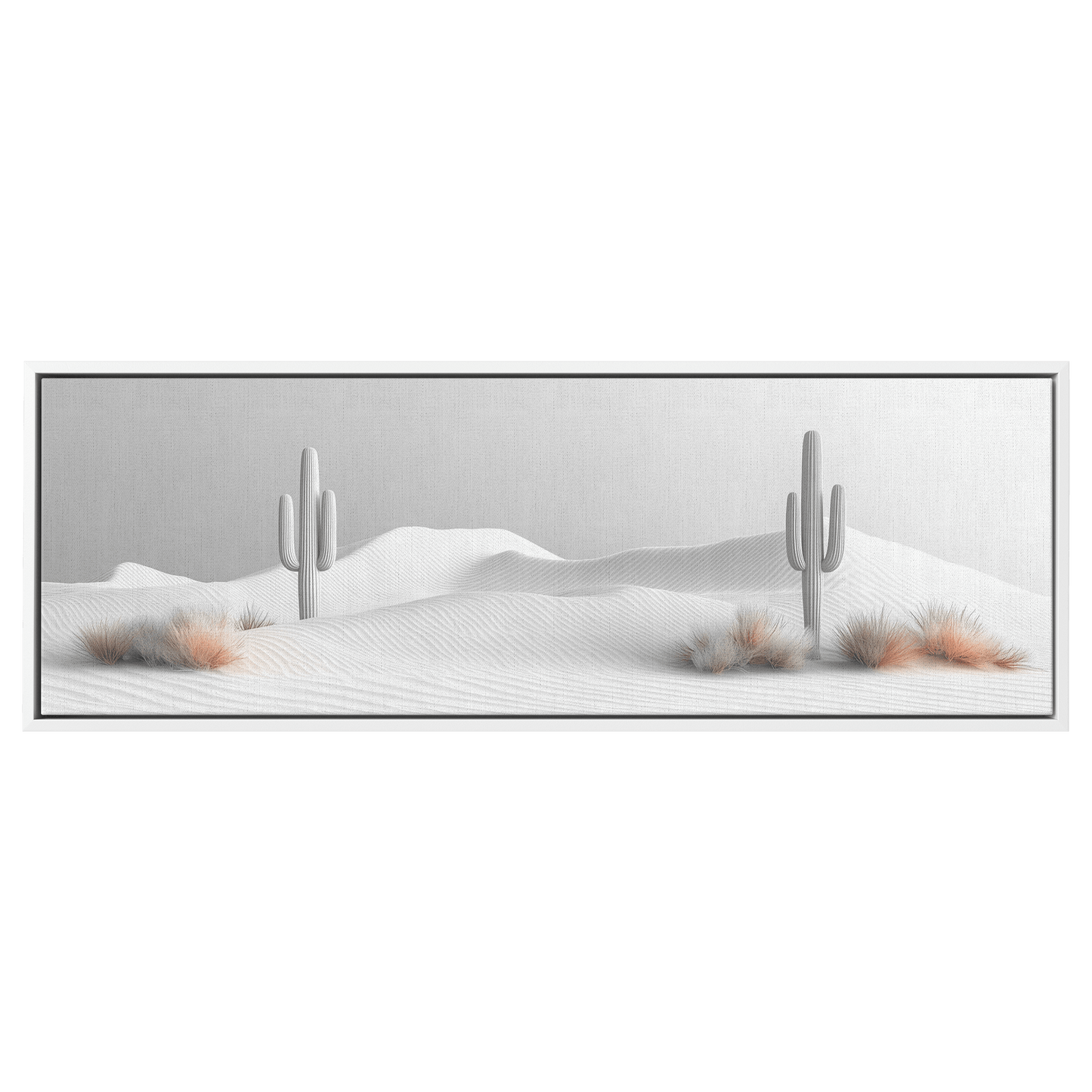 Minimalist Desert Scene Bold Cacti Silhouettes Muted Sand Dunes Soft Gray Sky Ultra High Definition Refined Textures Canvas Wall Art - Awakening Righteousness