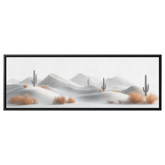Minimalist Desert Scene Bold Cacti Silhouettes Muted Sand Dunes Soft Gray Sky Ultra High Definition Refined Textures Canvas Wall Art - Awakening Righteousness