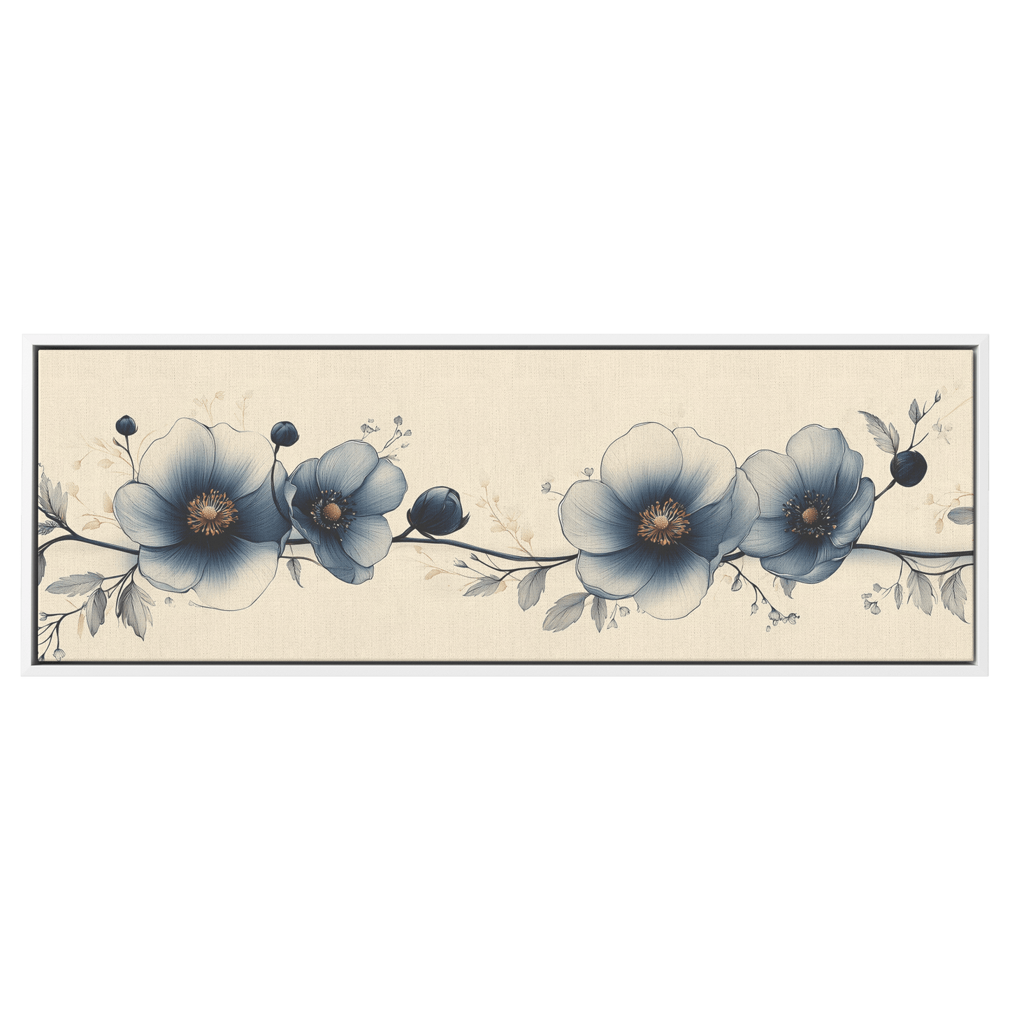 Minimalist Monochrome Line Art Flowers Solid Beige Background Ultra Clean Lines Modern Aesthetic Ultra High Definition Panoramic Framed Canvas Wall Art - Awakening Righteousness