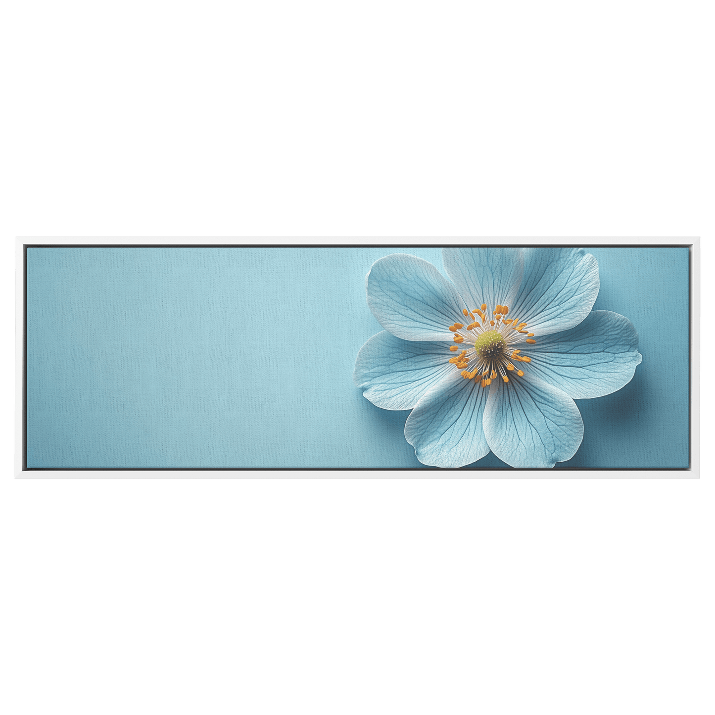 Minimalist Single Stem Floral Artwork Wildflower Soft Shading Light Blue Background Ultra High Definition Delicate Simplicity Panoramic Framed Canvas Wall Art - Awakening Righteousness