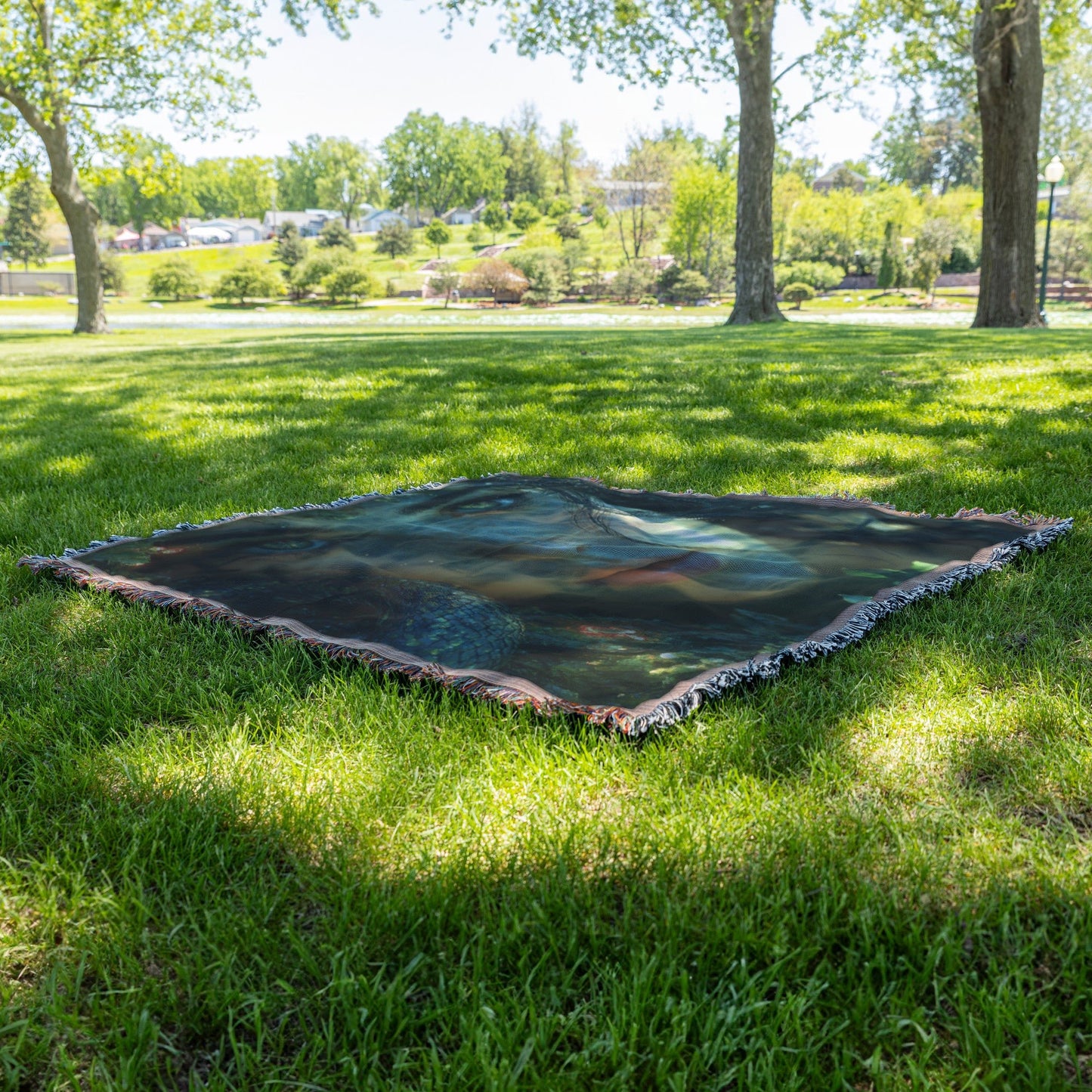 Mystical Portrait of Eve with Serpent in Enchanted Garden Woven Throw Blanket for Home Decor - Awakening Righteousness