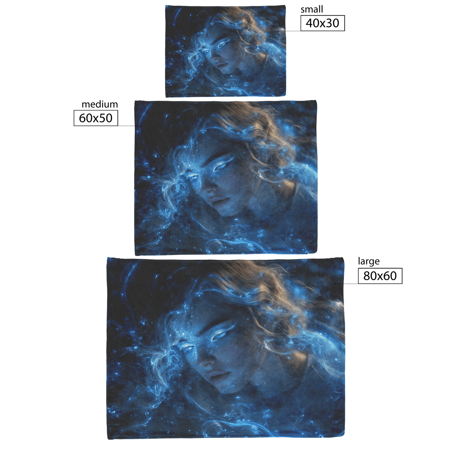 Night Elf Mage Fleece Sherpa Blanket Frost Spell Shimmering Stars Silver Highlights Bold Majestic Design - Awakening Righteousness