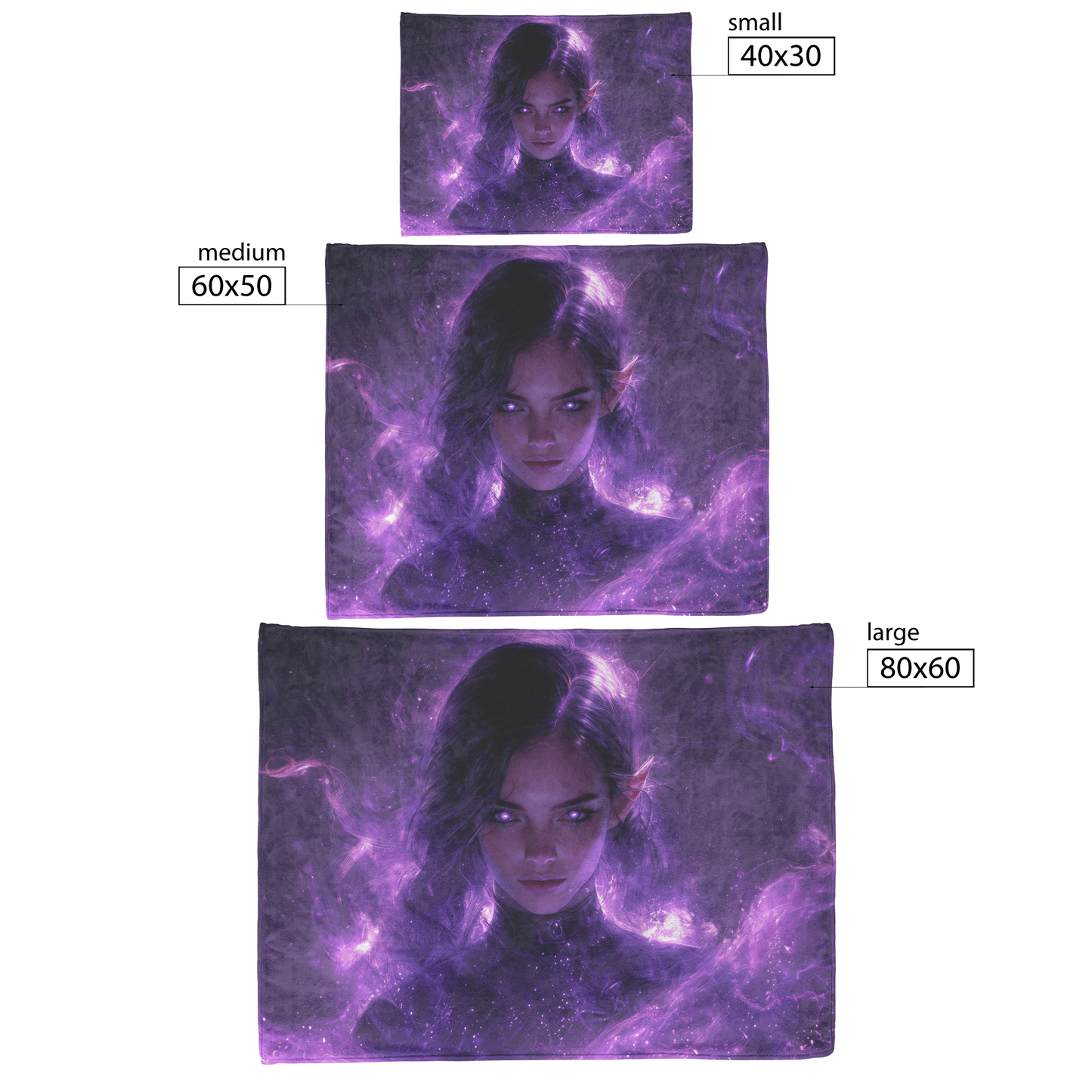 Night Elf Mage Fleece Sherpa Blanket Purple Robes Arcane Patterns Silver Textures Cosmic Accents Elegant Serene WoW Design - Awakening Righteousness