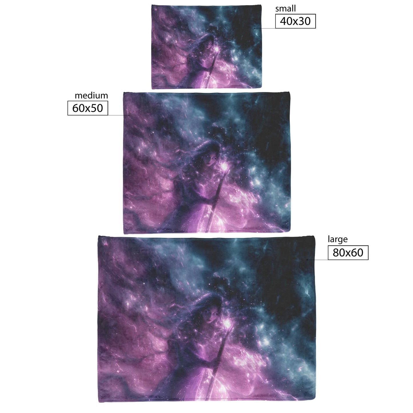 Night Elf Mage Fleece Sherpa Blanket Radiant Staff Silver Stars Purple Reflections Bold Inspiring WoW Design - Awakening Righteousness
