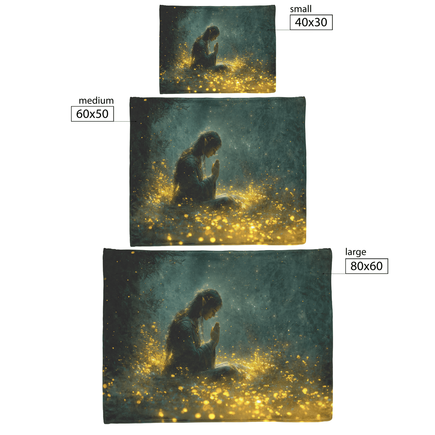 Night Elf Priest Fleece Sherpa Blanket Moonlit Forest Prayer Golden Light Stars Inspiring Majestic WoW Design - Awakening Righteousness