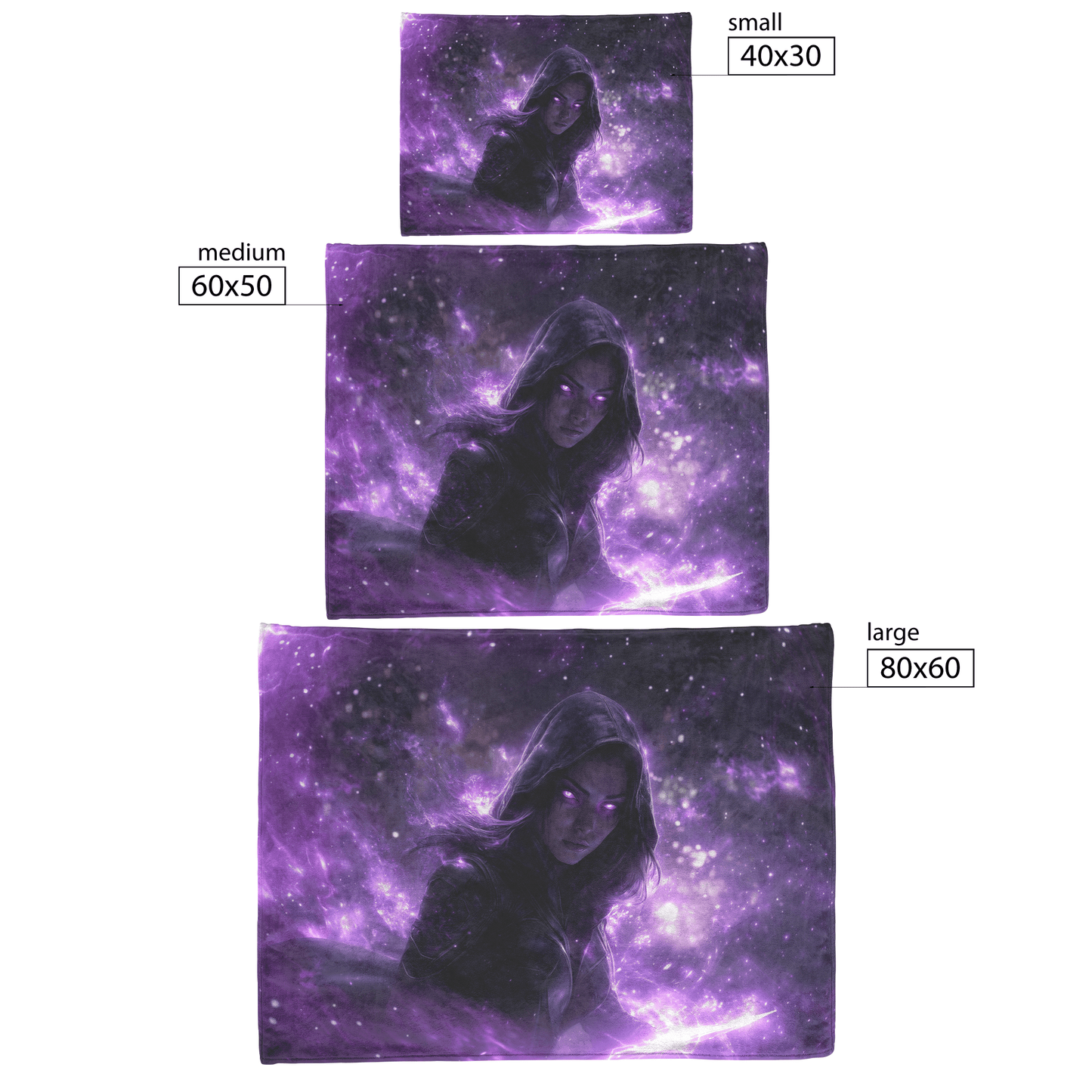 Night Elf Rogue Fleece Sherpa Blanket Black Leather Glowing Daggers Purple Mist Silver Light Bold Stealthy WoW Design - Awakening Righteousness
