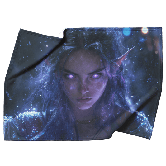 Night Elf Rogue Fleece Sherpa Blanket Dashing Shadows Silver Highlights Radiant Reflections Bold Powerful WoW Design - Awakening Righteousness