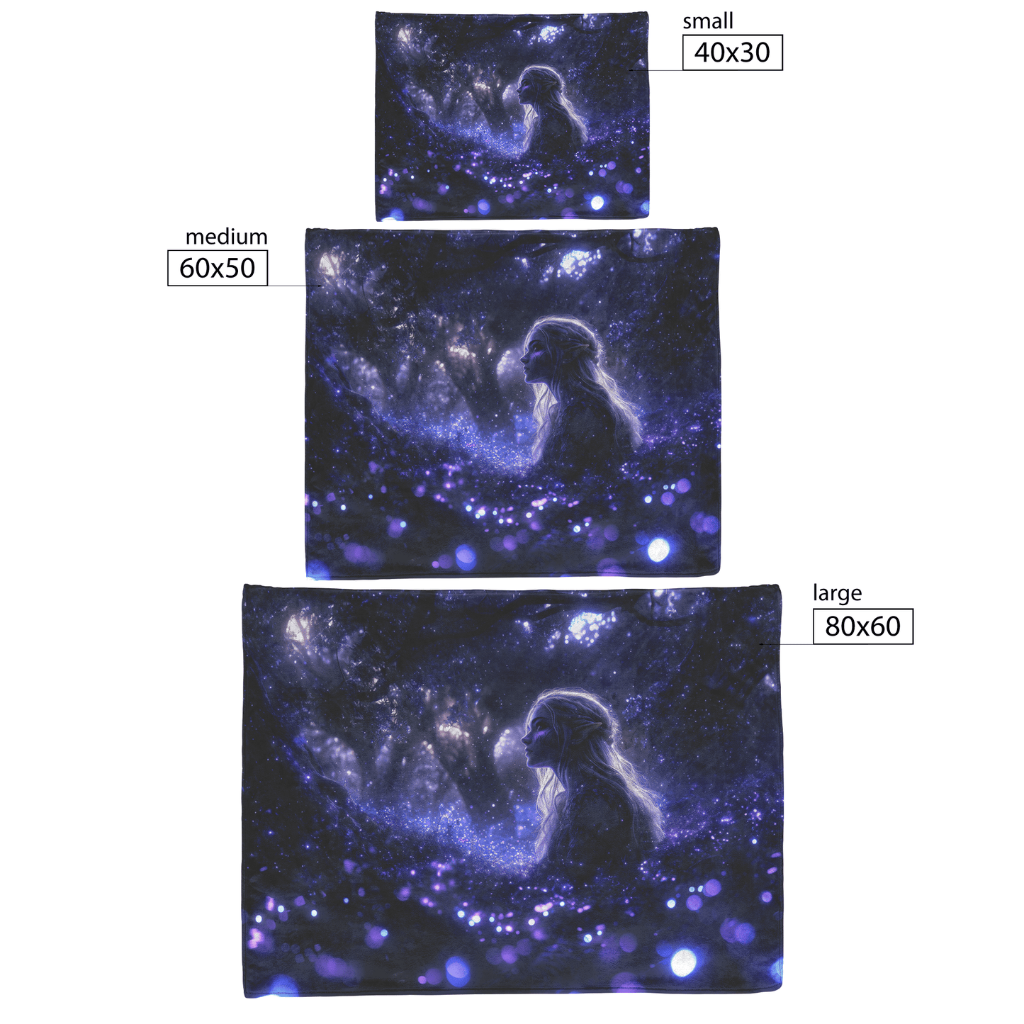 Night Elf Rogue Fleece Sherpa Blanket Glowing Forest Stars Light Trails Stealthy Majestic Design - Awakening Righteousness