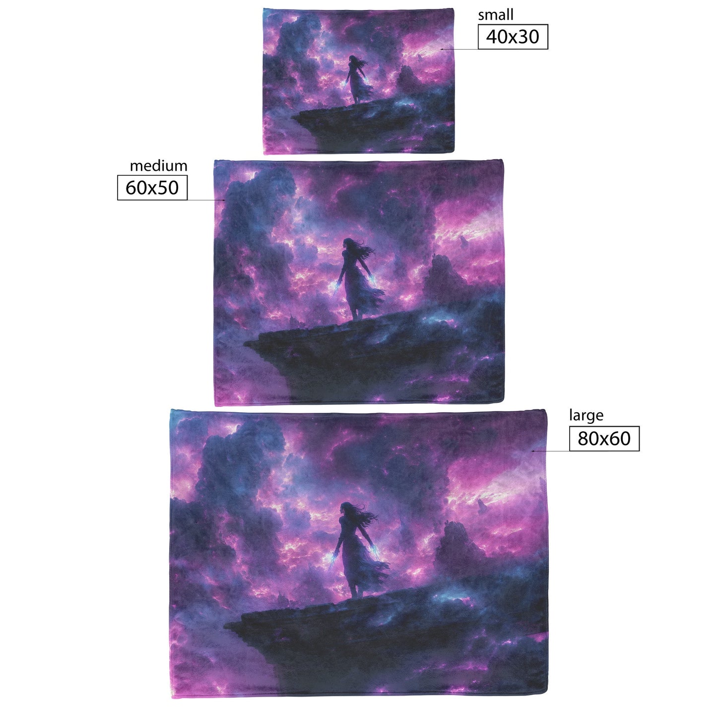 Night Elf Rogue Fleece Sherpa Blanket Rooftop Night Glowing Blades Cosmic Mist Stealthy Elegant WoW Design - Awakening Righteousness