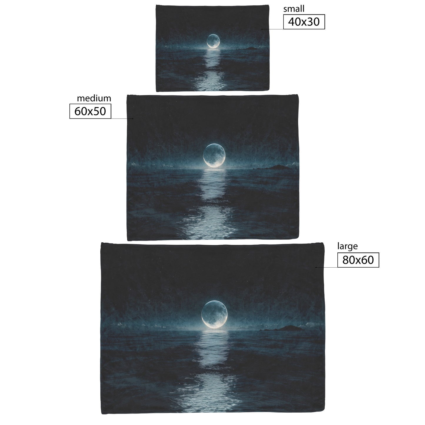 Night Ocean Scene with Massive Crescent Moon Stars Reflecting on Water and Glowing Silver Waves Sherpa Blanket - Awakening Righteousness