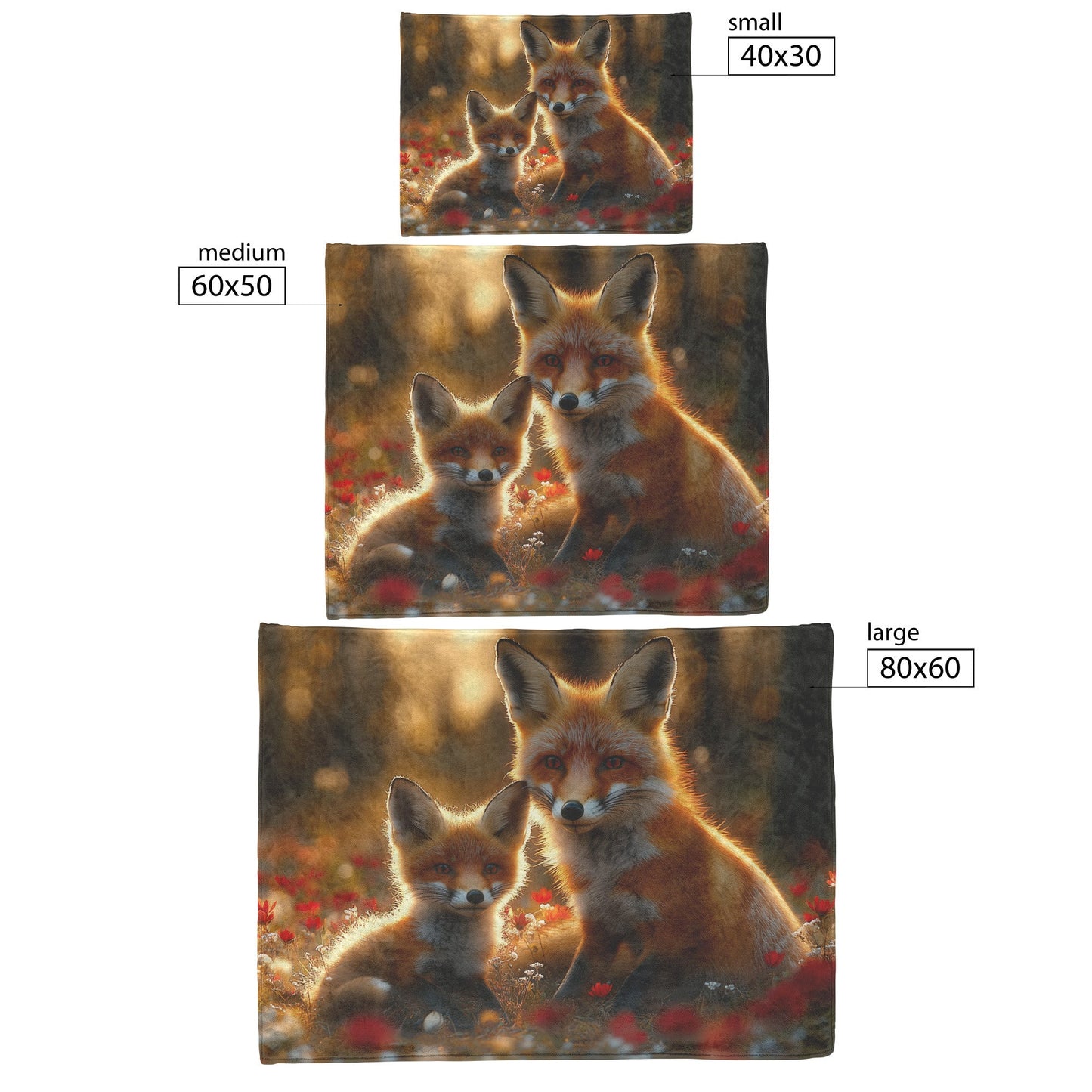 Pair of Foxes Playing in Flower Meadow Glowing Sunlight Joyful Peaceful Fleece Sherpa Blanket - Awakening Righteousness