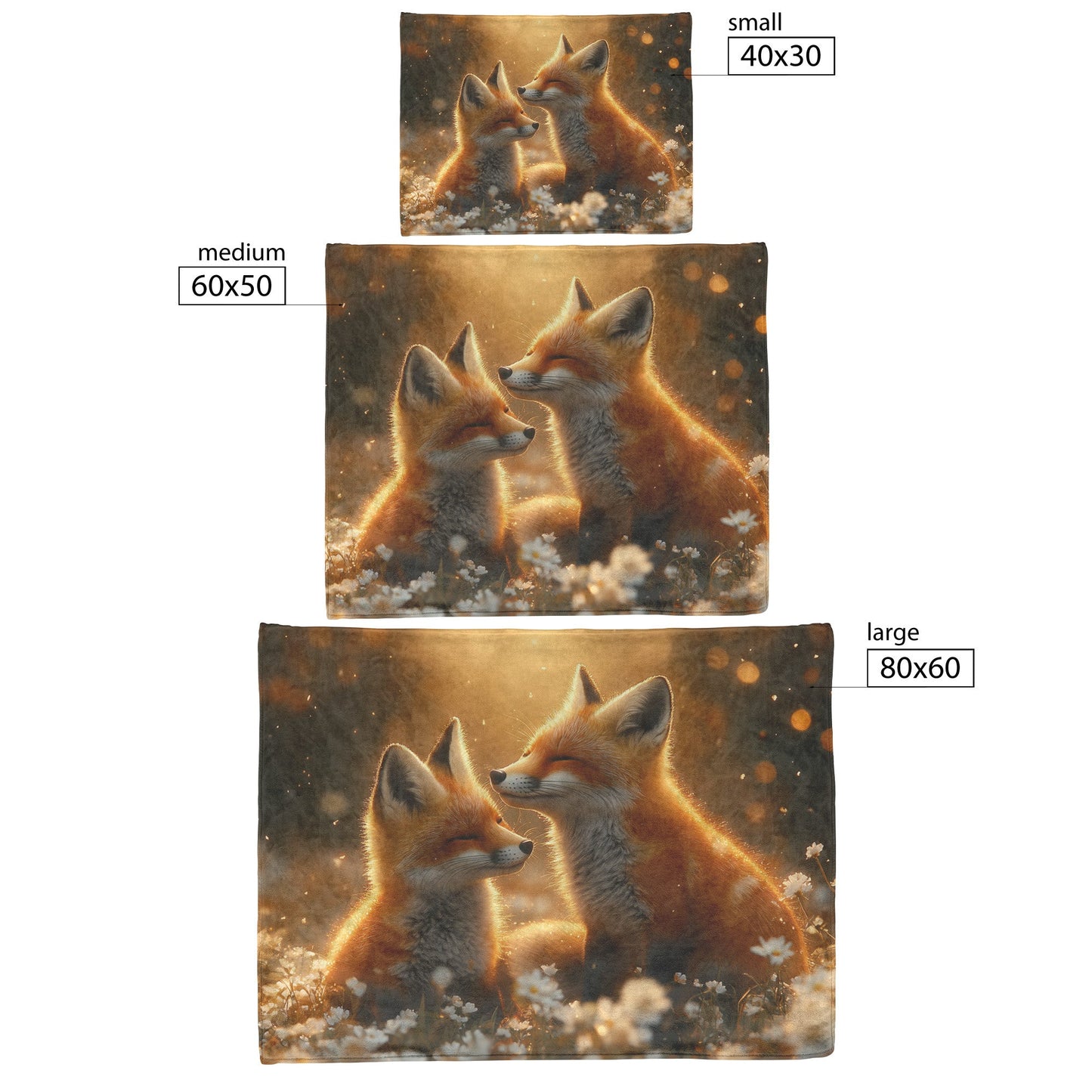 Pair of Foxes Playing in Flower Meadow Glowing Sunlight Joyful Peaceful Fleece Sherpa Blanket - Awakening Righteousness