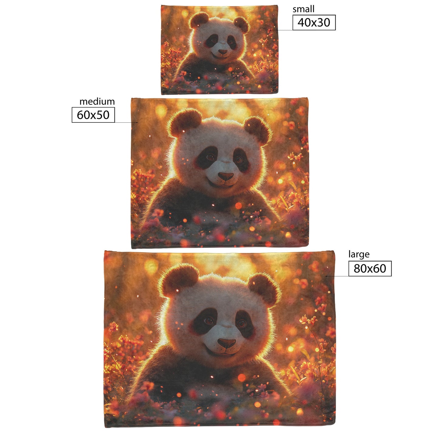 Panda Sitting in Magical Garden Glowing Cherry Blossoms Soft Golden Light Peaceful Vibrant Sherpa Fleece Blanket - Awakening Righteousness
