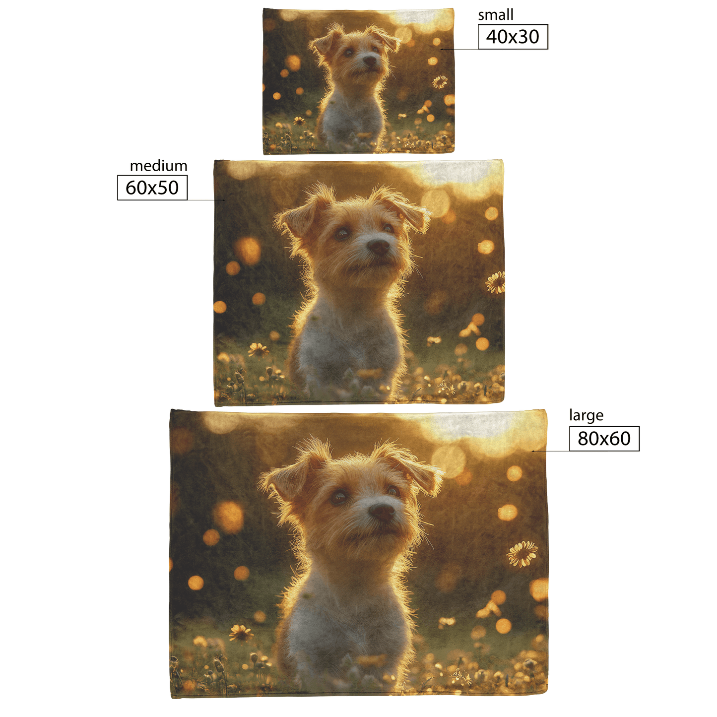 Parson Russell Terrier Standing in Lush Green Meadow Surrounded by Golden Light Trails With Glowing Fur Fleece Sherpa Blanket - Awakening Righteousness
