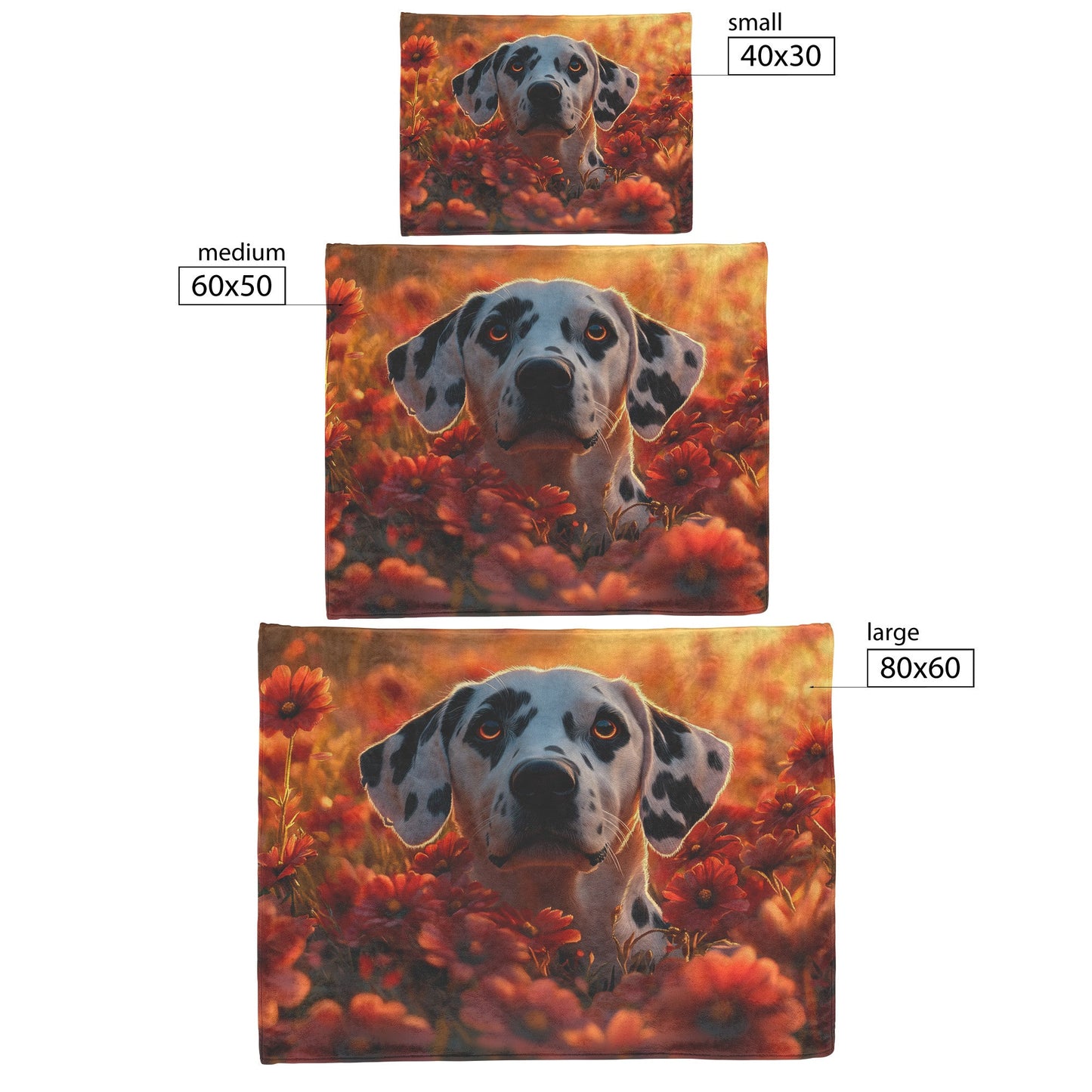 Playful Dalmatian in Vibrant Garden with Glowing Flowers and Soft Sunlight Fleece Sherpa Blanket - Awakening Righteousness