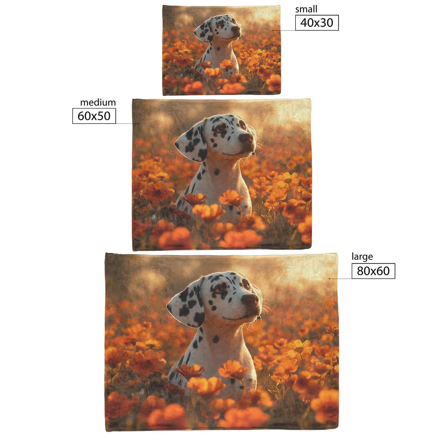 Playful Dalmatian in Vibrant Garden with Glowing Flowers and Soft Sunlight Fleece Sherpa Blanket - Awakening Righteousness