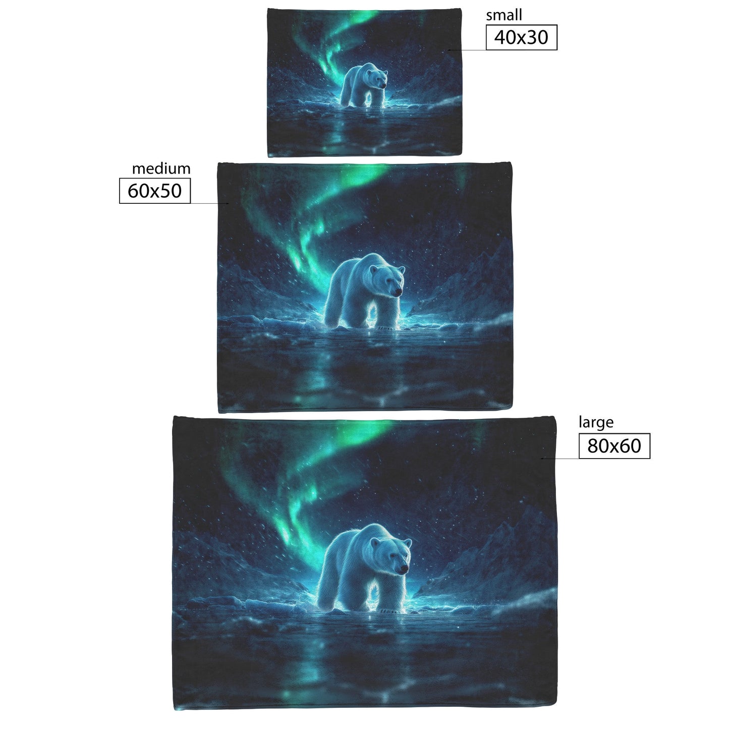 Polar Bear Walking Across Glowing Icy Plains Beneath Vibrant Aurora Borealis Sky Fleece Sherpa Blanket Cozy and Soft - Awakening Righteousness