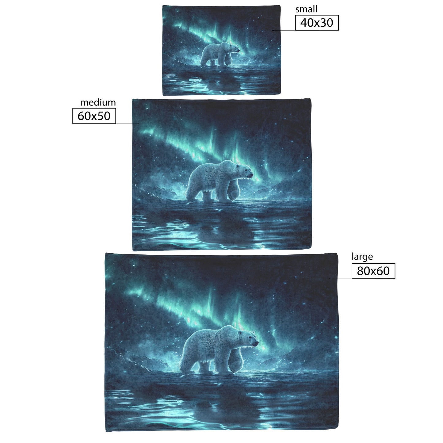 Polar Bear Walking Across Glowing Icy Plains Beneath Vibrant Aurora Borealis Sky Fleece Sherpa Blanket Cozy and Soft - Awakening Righteousness