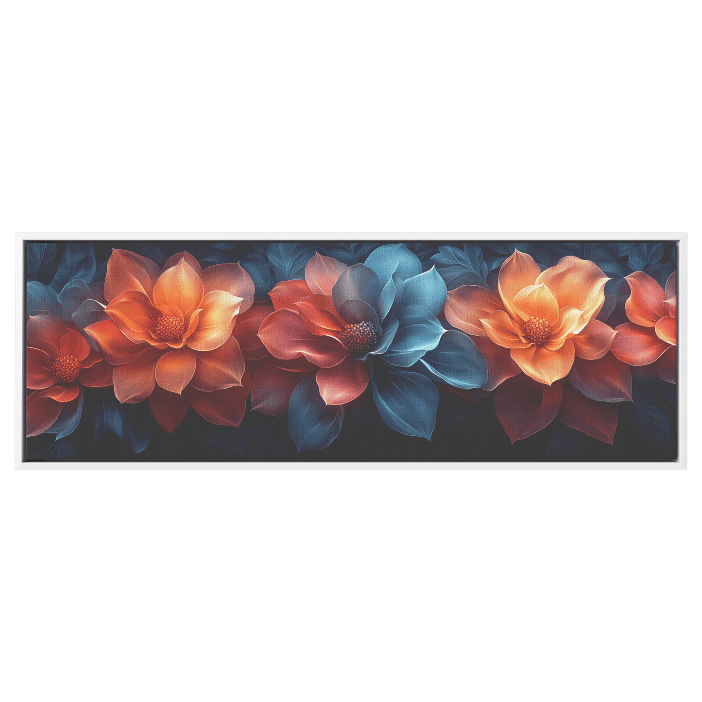 Polygonal Floral Patterns Vibrant Fractal Inspired Shapes Panoramic Framed Canvas Wall Art for Modern Decor - Awakening Righteousness