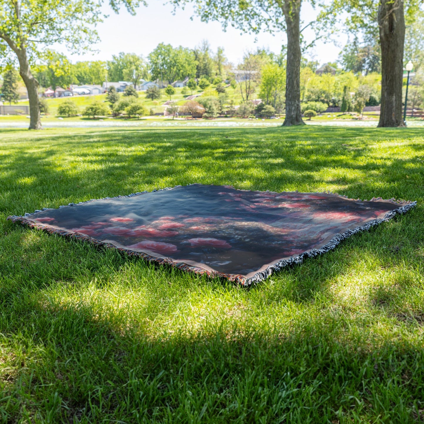 Radiant Rose Garden Woven Throw Blanket Romantic Sunlit Floral Path Decor for Home or Gift - Awakening Righteousness