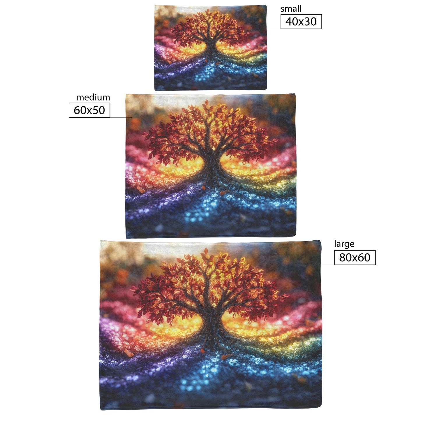 Rainbow Tree of Life Fleece Sherpa Blanket Vibrant Multicolor Design Cozy Inspirational Christian Home Decor Gift - Awakening Righteousness