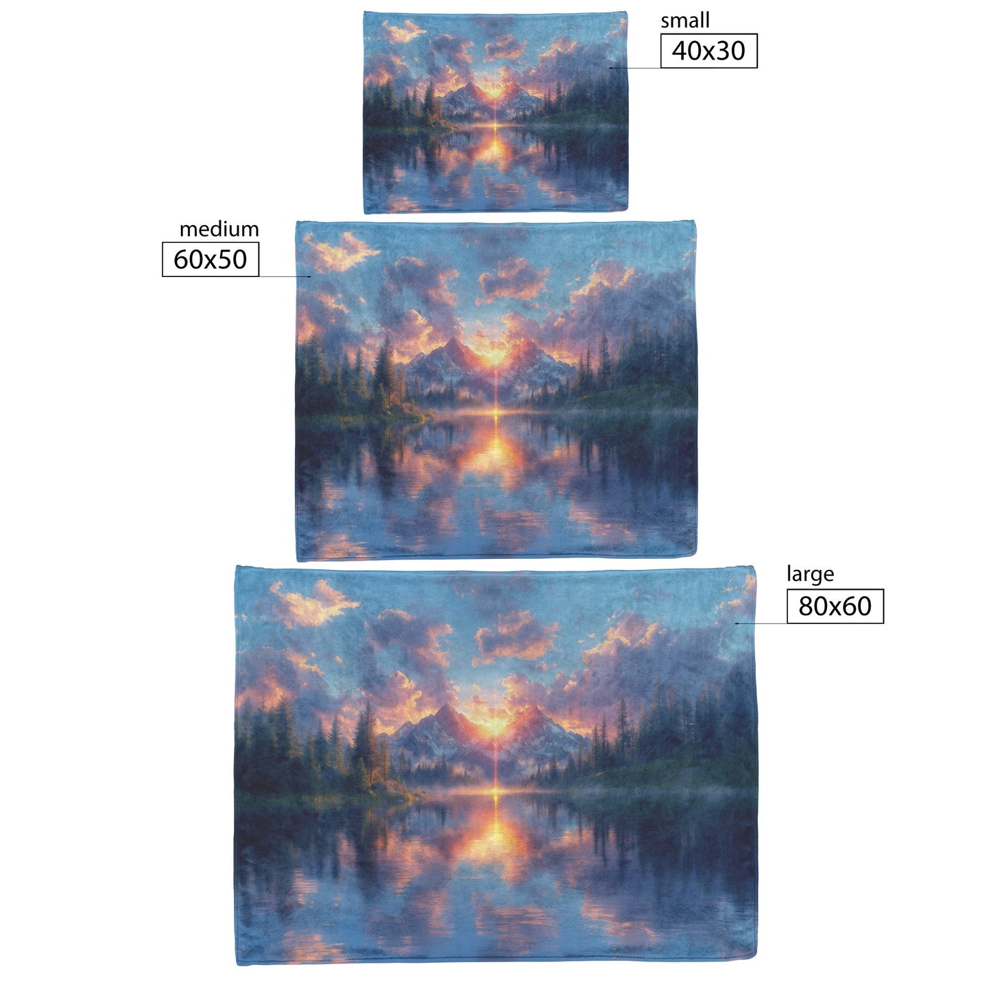 Rose Sunset Over Serene Mountain Lake Snowy Peaks Misty Clouds Radiant Golden Light Fleece Sherpa Blanket - Awakening Righteousness