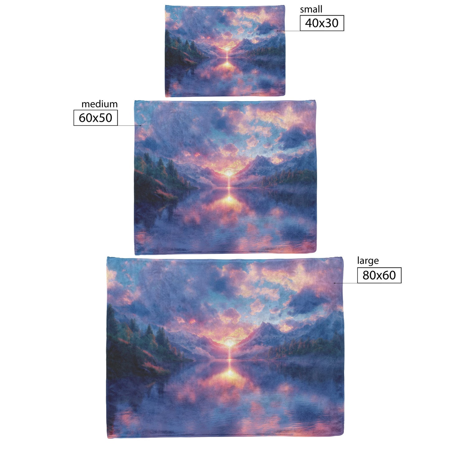 Rose Sunset Over Serene Mountain Lake Snowy Peaks Misty Clouds Radiant Golden Light Fleece Sherpa Blanket - Awakening Righteousness