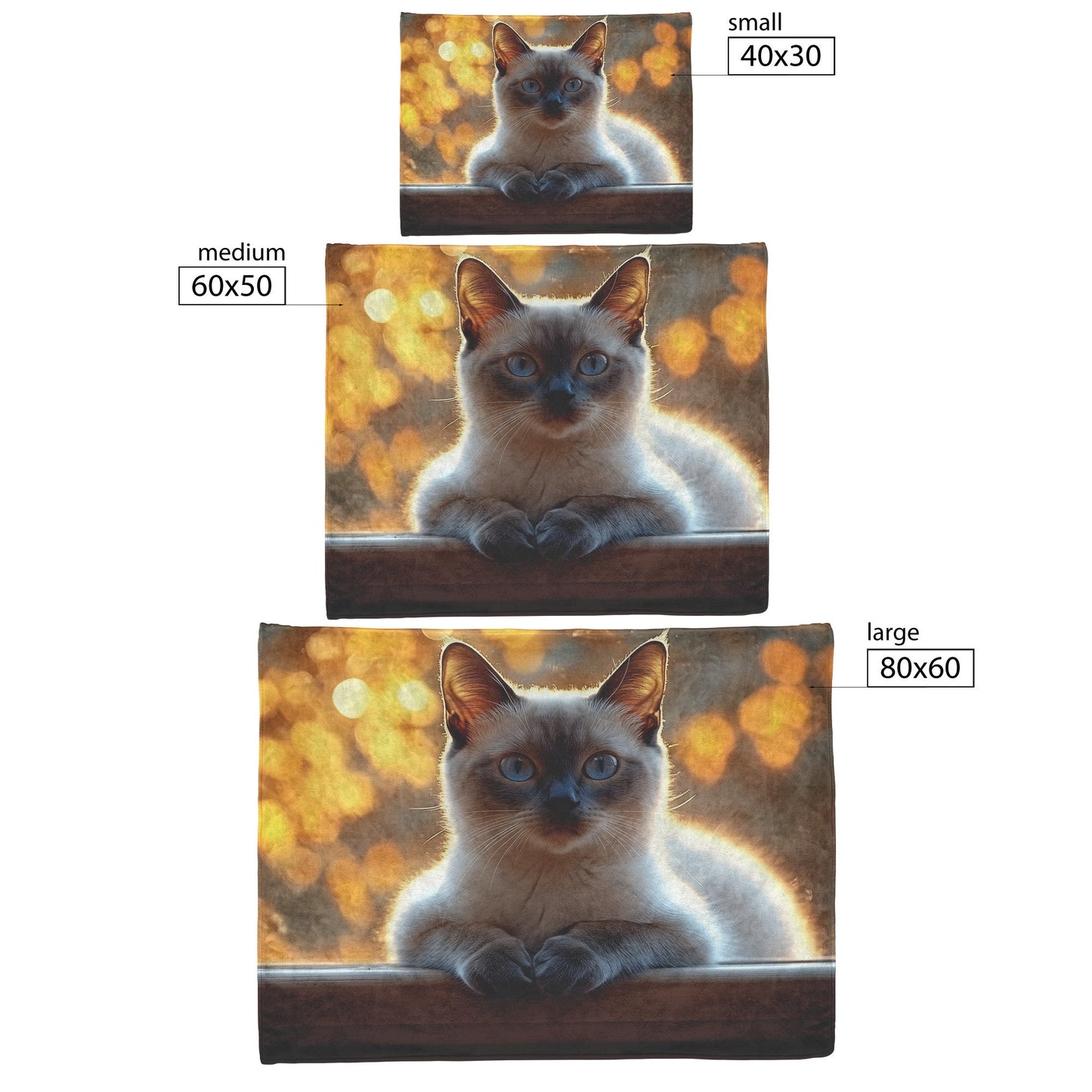Siamese Cat on Windowsill with Soft Golden Light and Glowing Reflections Fleece Sherpa Blanket - Awakening Righteousness