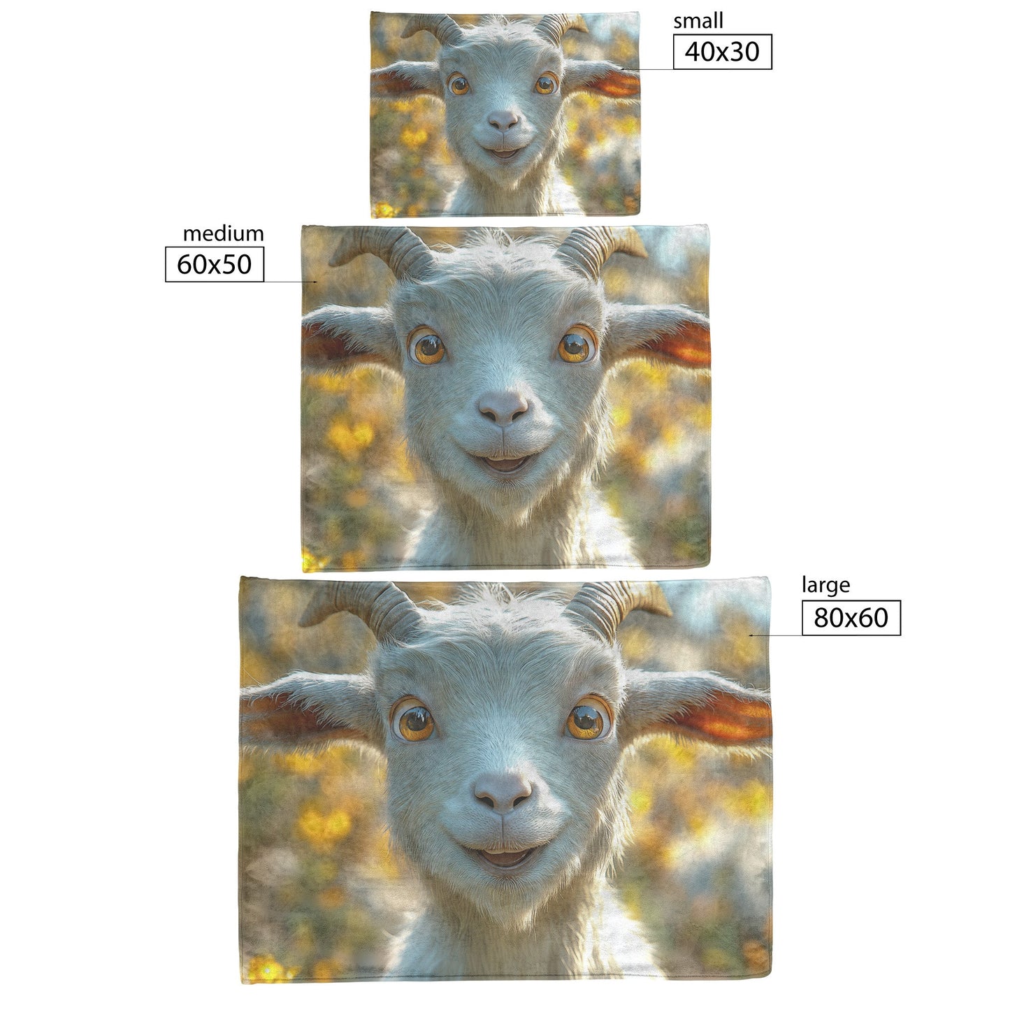 Smiling Goat Surrounded by Yellow Flowers Fleece Sherpa Blanket Soft Cozy Blanket - Awakening Righteousness
