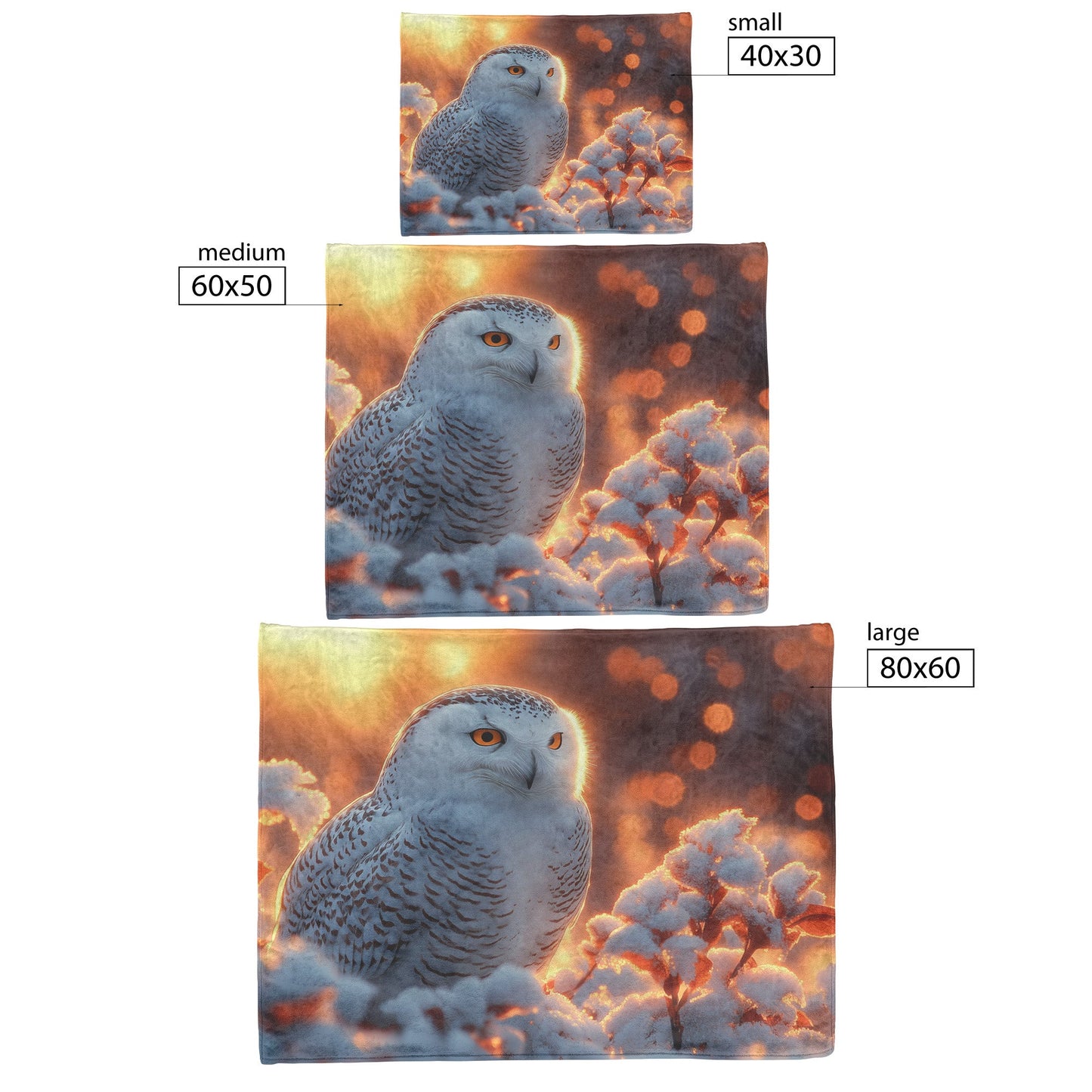 Snowy Owl Resting on Glowing Frosted Tree Branch Shimmering Snowflakes Twilight Light Fleece Sherpa Blanket - Awakening Righteousness