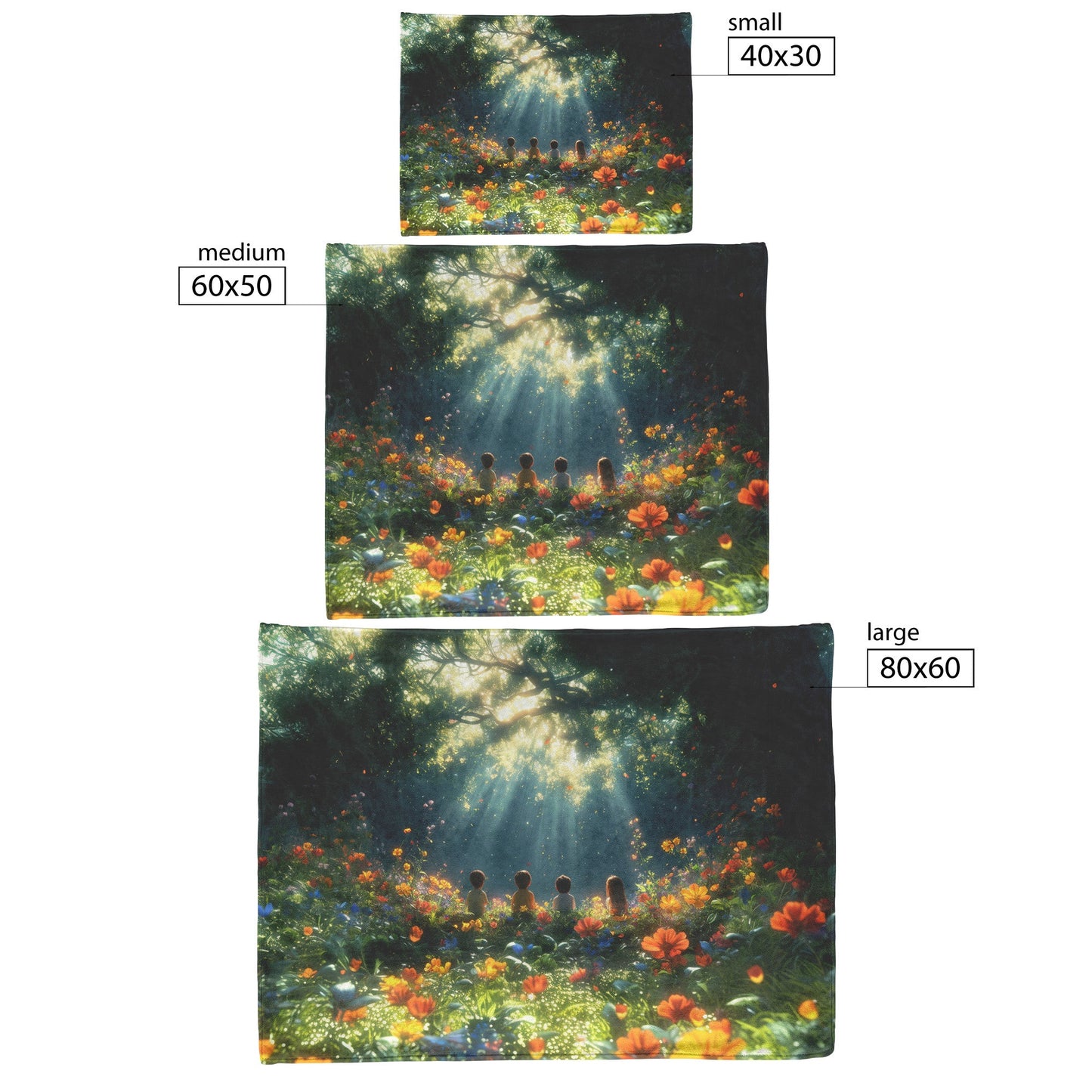 Soft and Cozy Fleece Sherpa Blanket with Children Surrounded by Colorful Flowers and Sunlight for Comfort - Awakening Righteousness