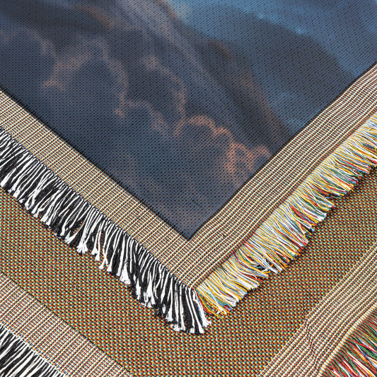 Starry Mountain Sky Reflection Woven Throw Blanket - Awakening Righteousness
