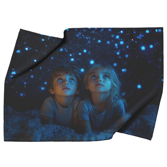Starry Night Gaze Fleece Sherpa Blanket Soft Dreamy Nature Inspired Celestial Design - Awakening Righteousness