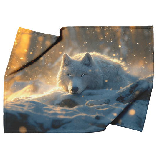 Swift Frostwolf Fleece Sherpa Blanket Frost Mist Silver Snowflakes Snowy Mountain Majestic Fierce WoW Design - Awakening Righteousness