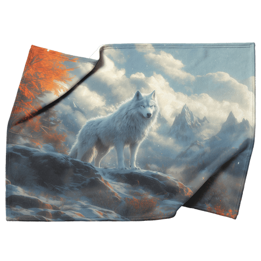 Swift Frostwolf Fleece Sherpa Blanket Frost Mist Silver Snowflakes Snowy Mountain Majestic Fierce WoW Design - Awakening Righteousness