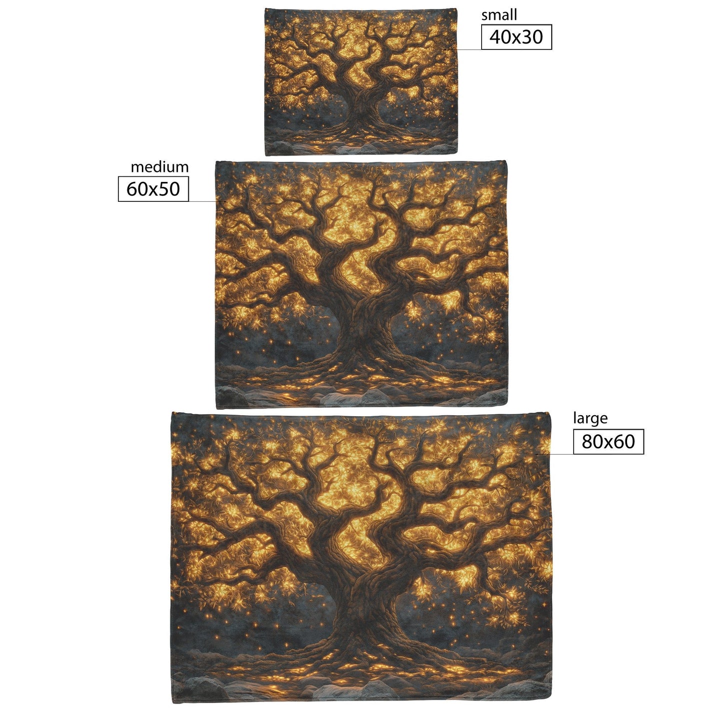 Tree Of Life Glowing Golden Leaves Fleece Sherpa Blanket Christian Gift Symbol Of Faith Renewal And Hope - Awakening Righteousness