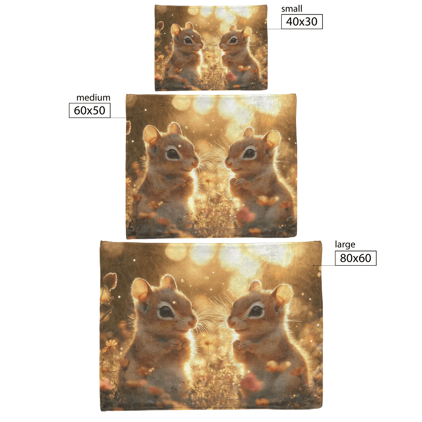 Two Chipmunks Playing in Glowing Meadow Surrounded by Tall Grass Shimmering Wildflowers and Golden Sunlight Fleece Sherpa Blanket - Awakening Righteousness