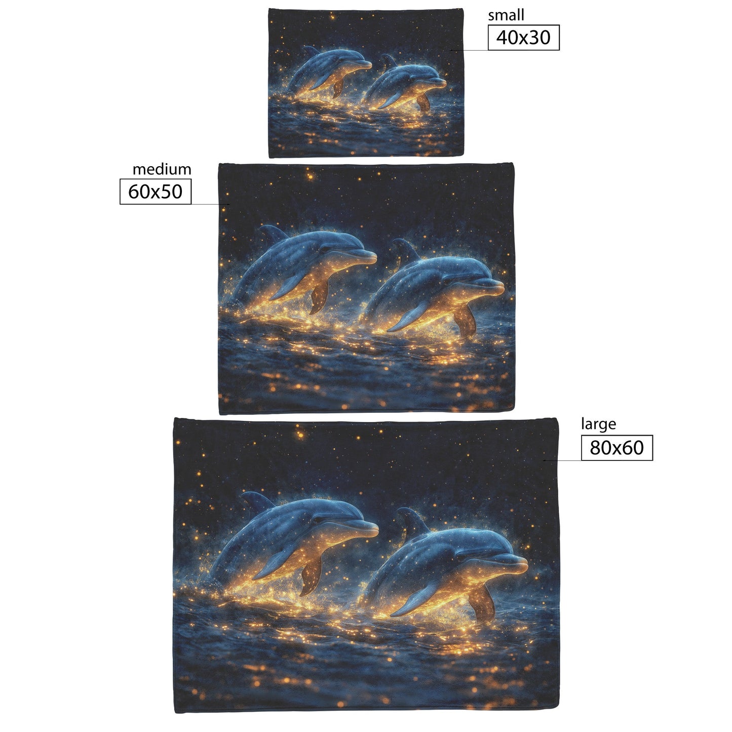 Two Dolphins Glowing Softly Swimming Through Bioluminescent Waters Star-Filled Sky Peaceful Surreal Fleece Sherpa Blanket - Awakening Righteousness